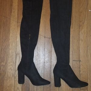 Black Over Knee Heeled Boots